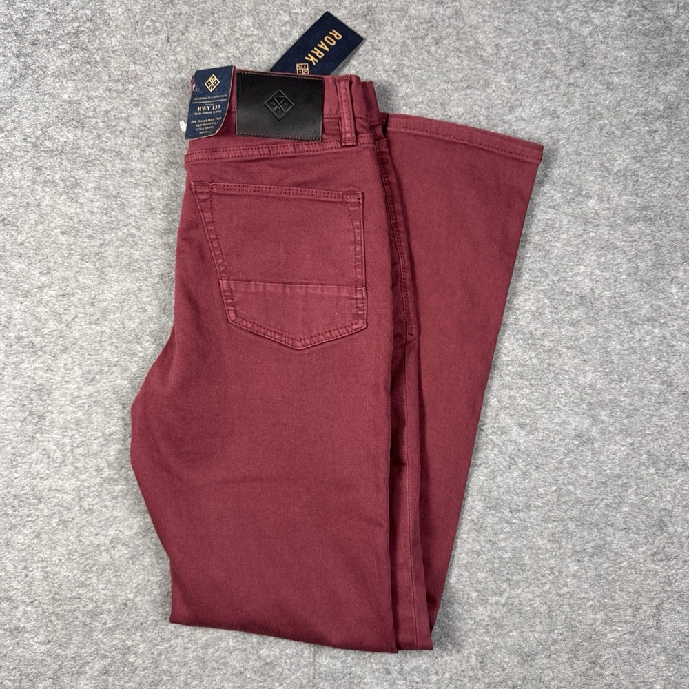 Roark Jeans Men 28 Red Maroon Denim Hwy 133 Open Road Slim Fit Streetwear Casual